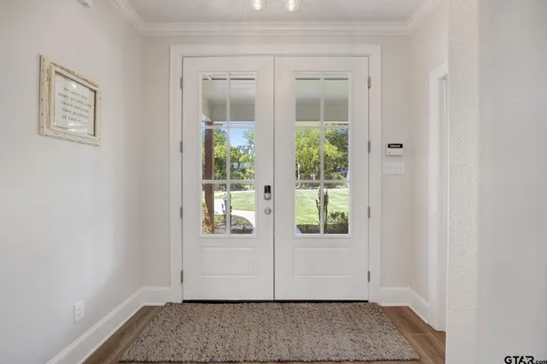 an empty room with windows