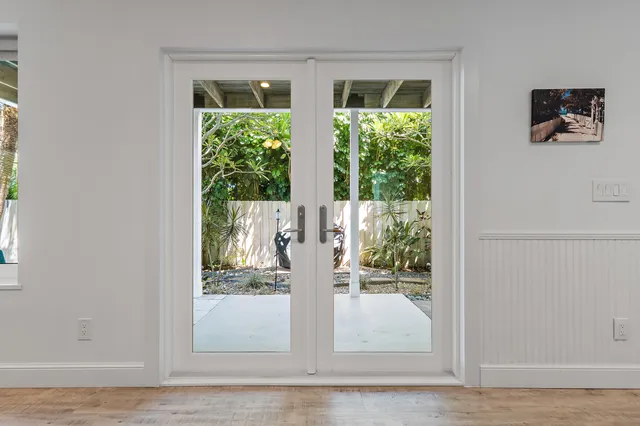 a view of a garage with storage