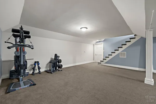 a view of a room with gym equipment
