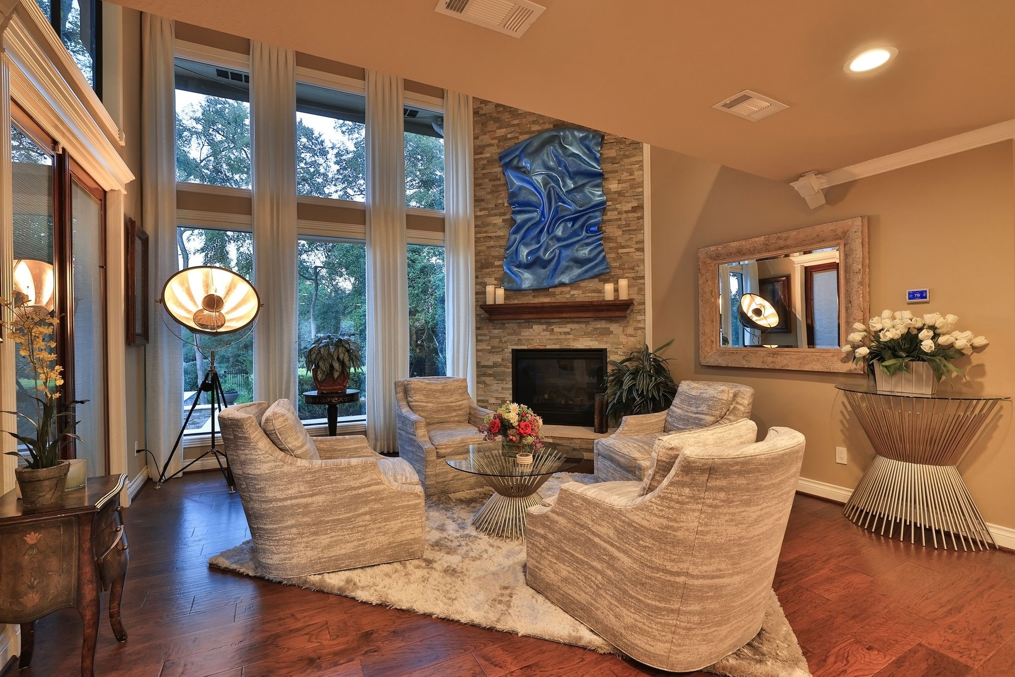 15628 Latson Street Houston, TX 77069 - Photo 28 of 50 a living room with furniture and a fireplace