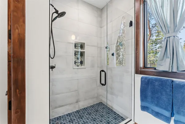 a bathroom with a shower