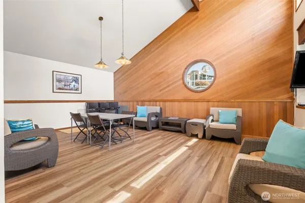 a view of a swimming pool with a patio