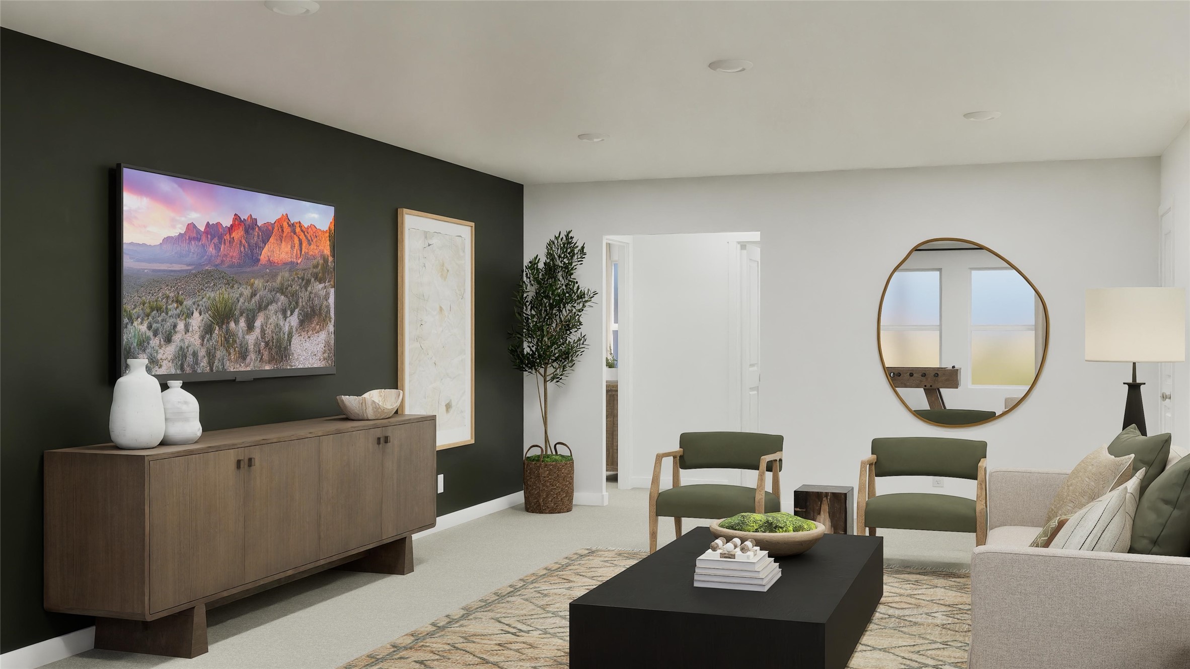 1270 Flint Rdg Loop Salado, TX 76571 - Photo 20 of 40 a living room with furniture a mirror and a flat screen tv