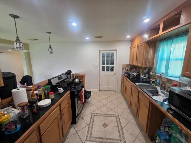 a kitchen with lots of counter top space
