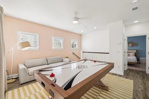 a bathroom with a bathtub