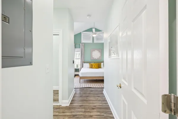 a kitchen with a sink and cabinets