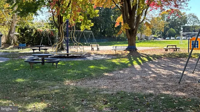 a view of a park with tree s
