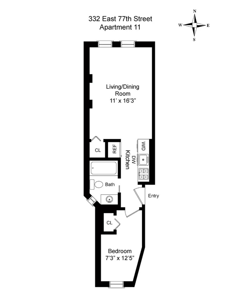 332 East 77th Street, Unit 11 Manhattan, NY 10075 - Photo 11 of 11 a picture of a floor plan