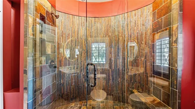 a bathroom with a shower