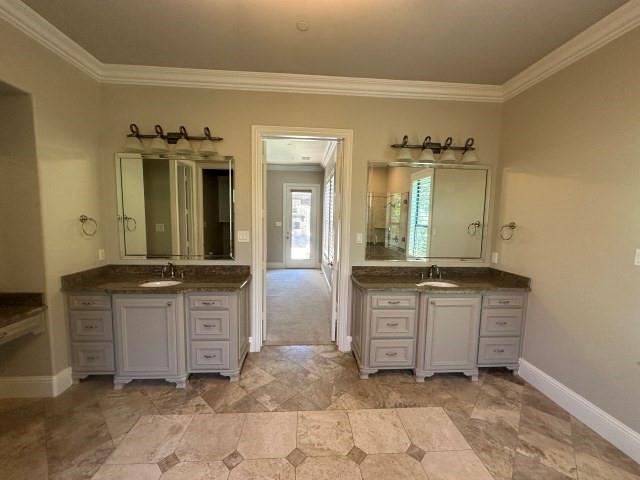 801 Glenmont Road Keller, TX 76248 - Photo 20 of 34 a spacious bathroom with a granite countertop sink and a mirror
