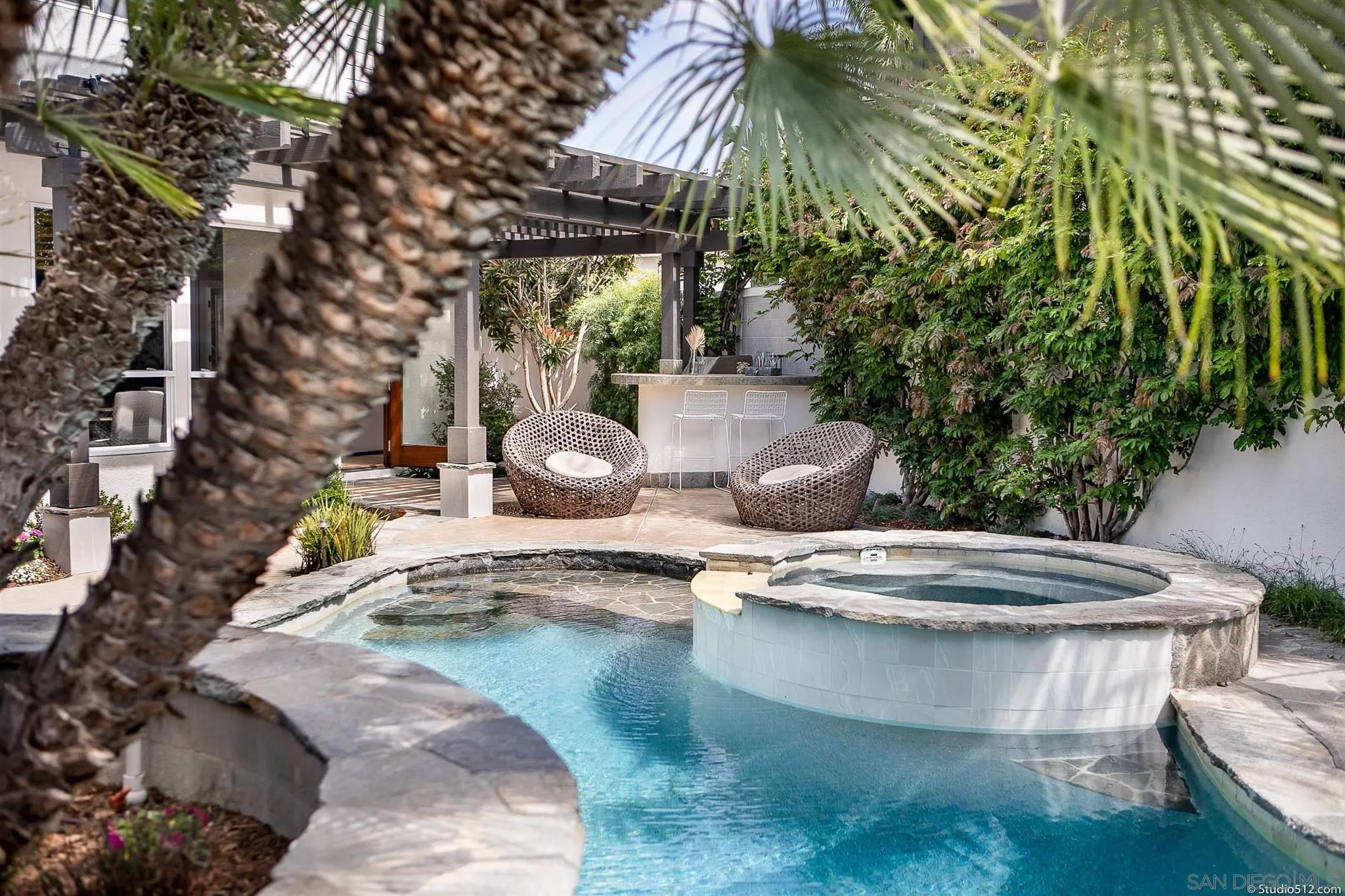 220 Jacob Lane Encinitas, CA 92024 - Photo 15 of 40 a view of a swimming pool with a patio and plants