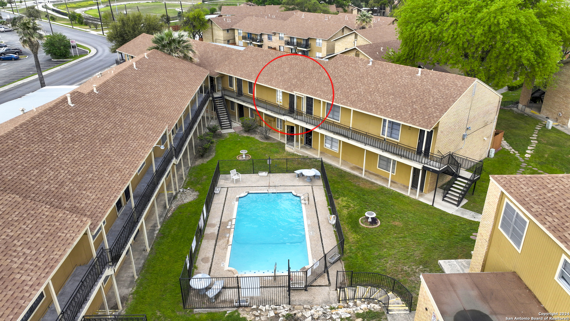 an aerial view of a house