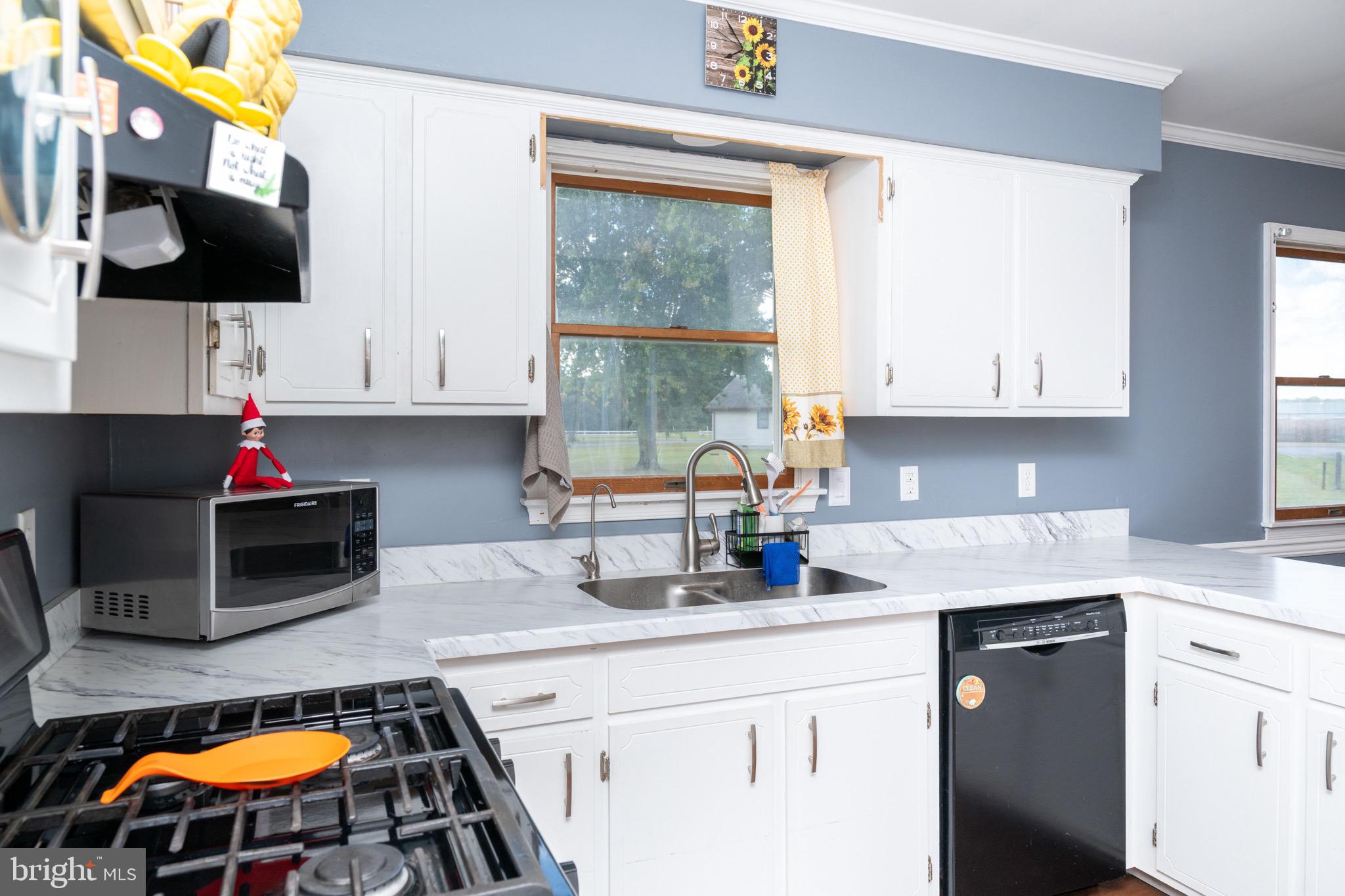 22400 Zoar Road Georgetown, DE 19947 - Photo 23 of 32 a kitchen with stainless steel appliances a stove a sink a microwave a refrigerator and cabinets