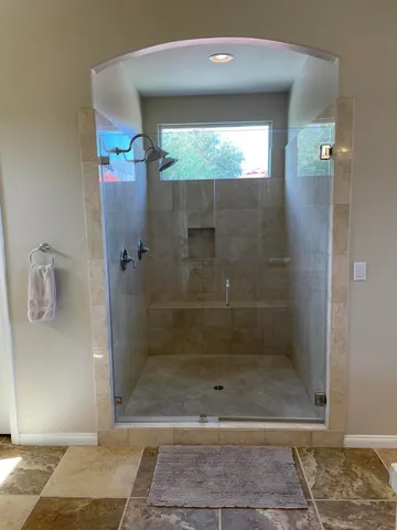 a bathroom with a shower