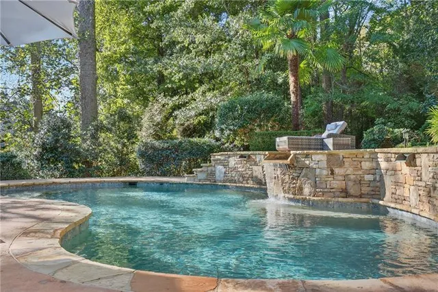a view of a lake with a large trees