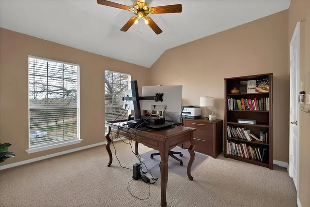 a front view of a house with yard and green space