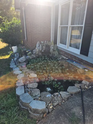 a view of a porch with furniture