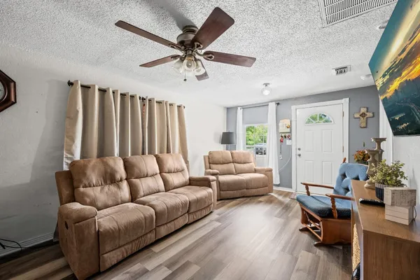 a living room with furniture