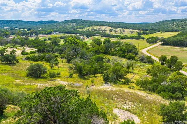 a view of a green field with lots of bushes