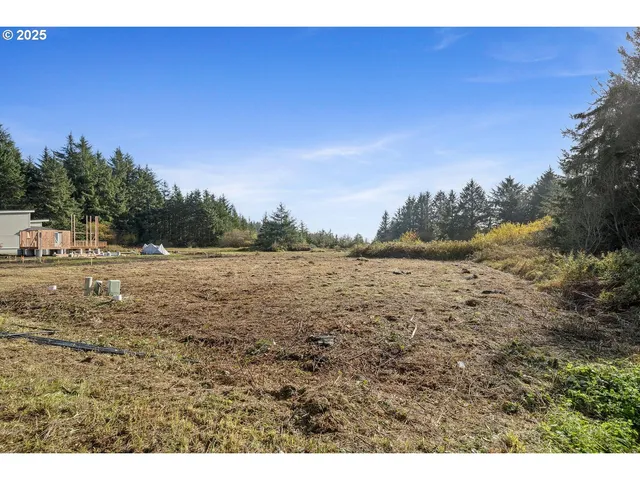 a view of a yard with a house