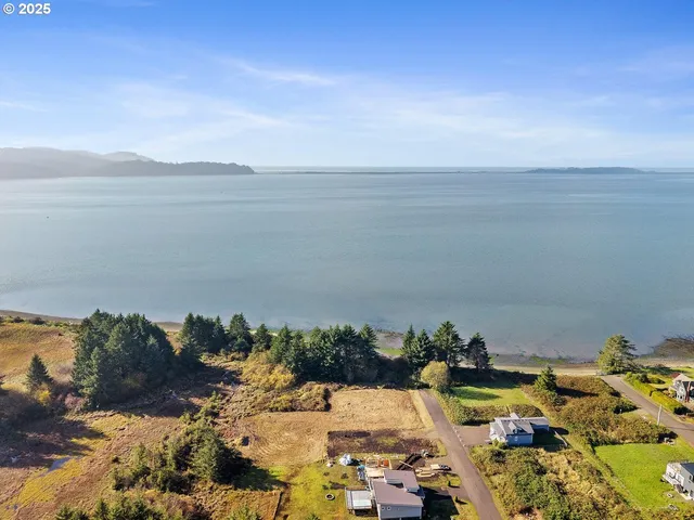 an aerial view of a house with a lake view