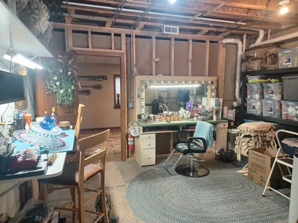 a bathroom with a bathtub and shower