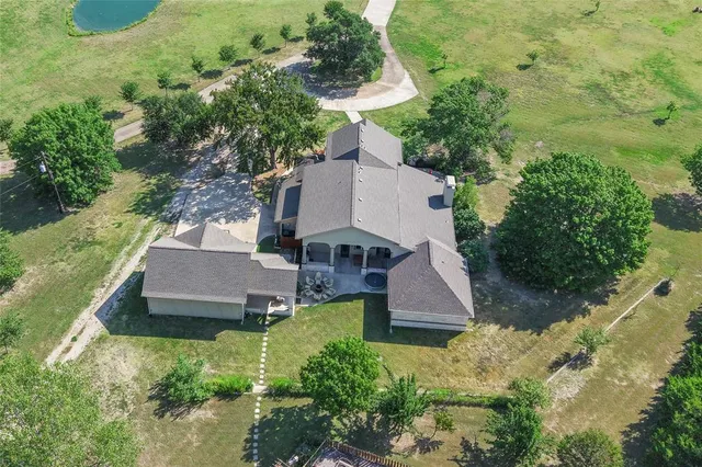 an aerial view of a house