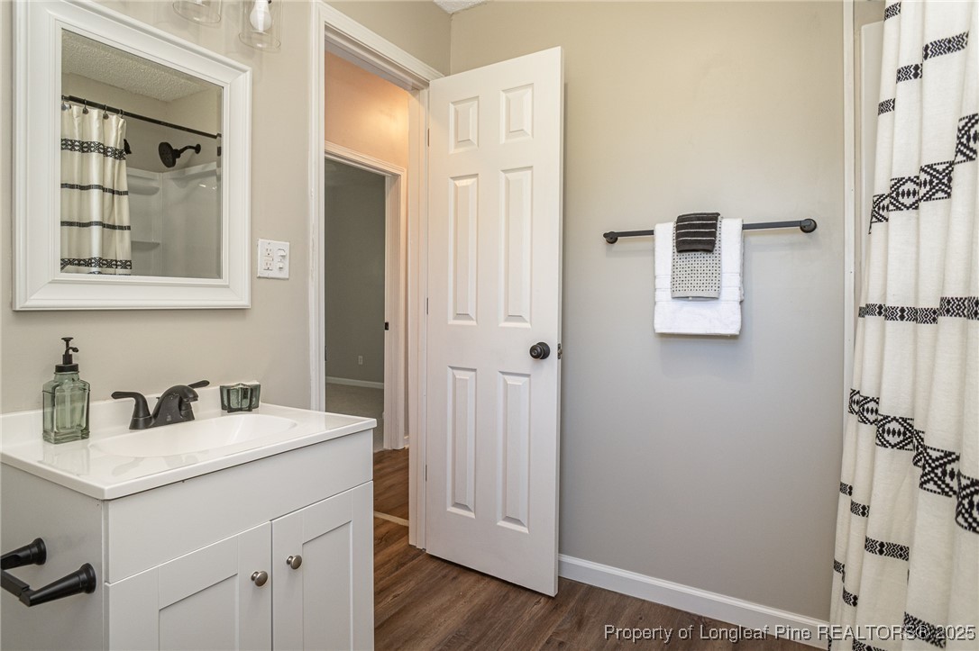 102 North 17th Street Erwin, NC 28339 - Photo 16 of 32 a bathroom with a sink and a mirror