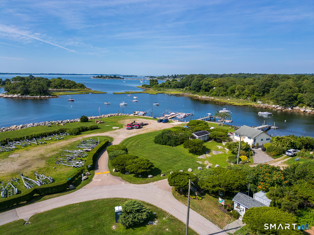 132 Latimer Point Road, Unit 132 Stonington, CT 06378 - Photo 5 of 38 Aerial view of dock area for the Latimer Point Condominium Association.