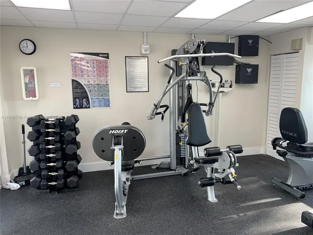 a view of a room with gym equipment
