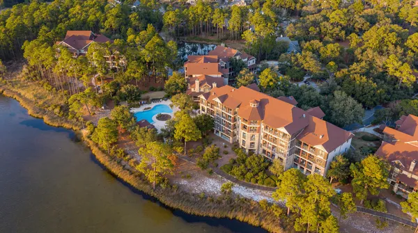 an outdoor space with furniture