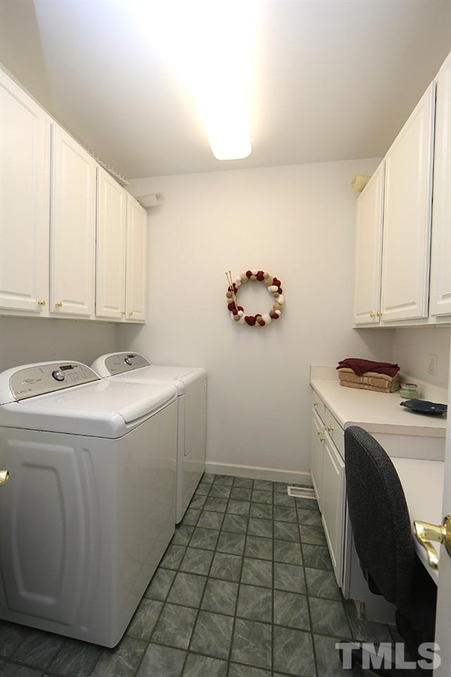 2516 Wertherson Lane Raleigh, NC 27613 - Photo 15 of 25 First floor laundry room w/ laundry tub, built in desk, and cabinets.