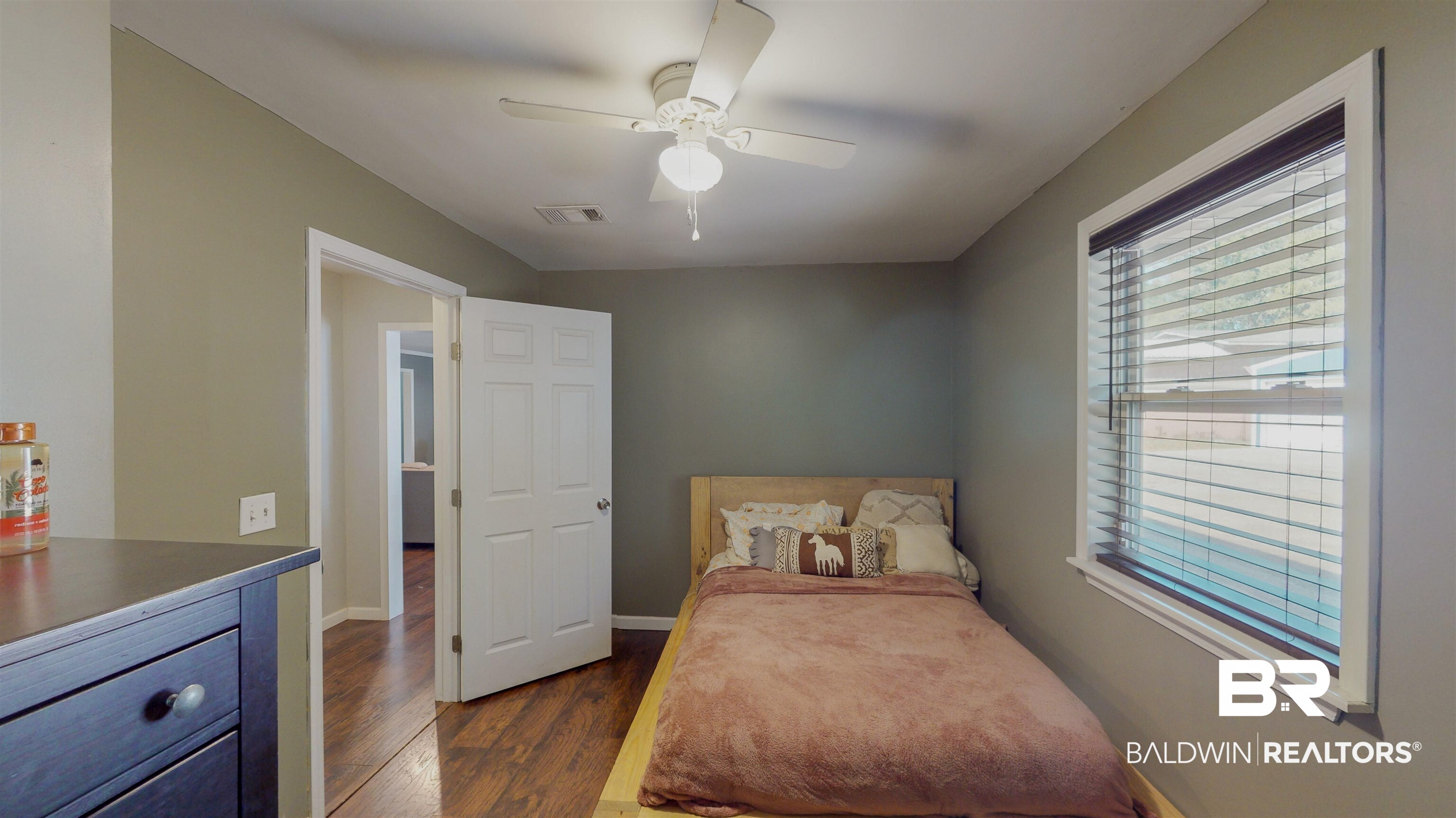 19365 Keller Road Foley, AL 36535 - Photo 23 of 41 Bedroom with ceiling fan and dark hardwood / wood-style flooring