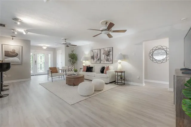 a living room with furniture