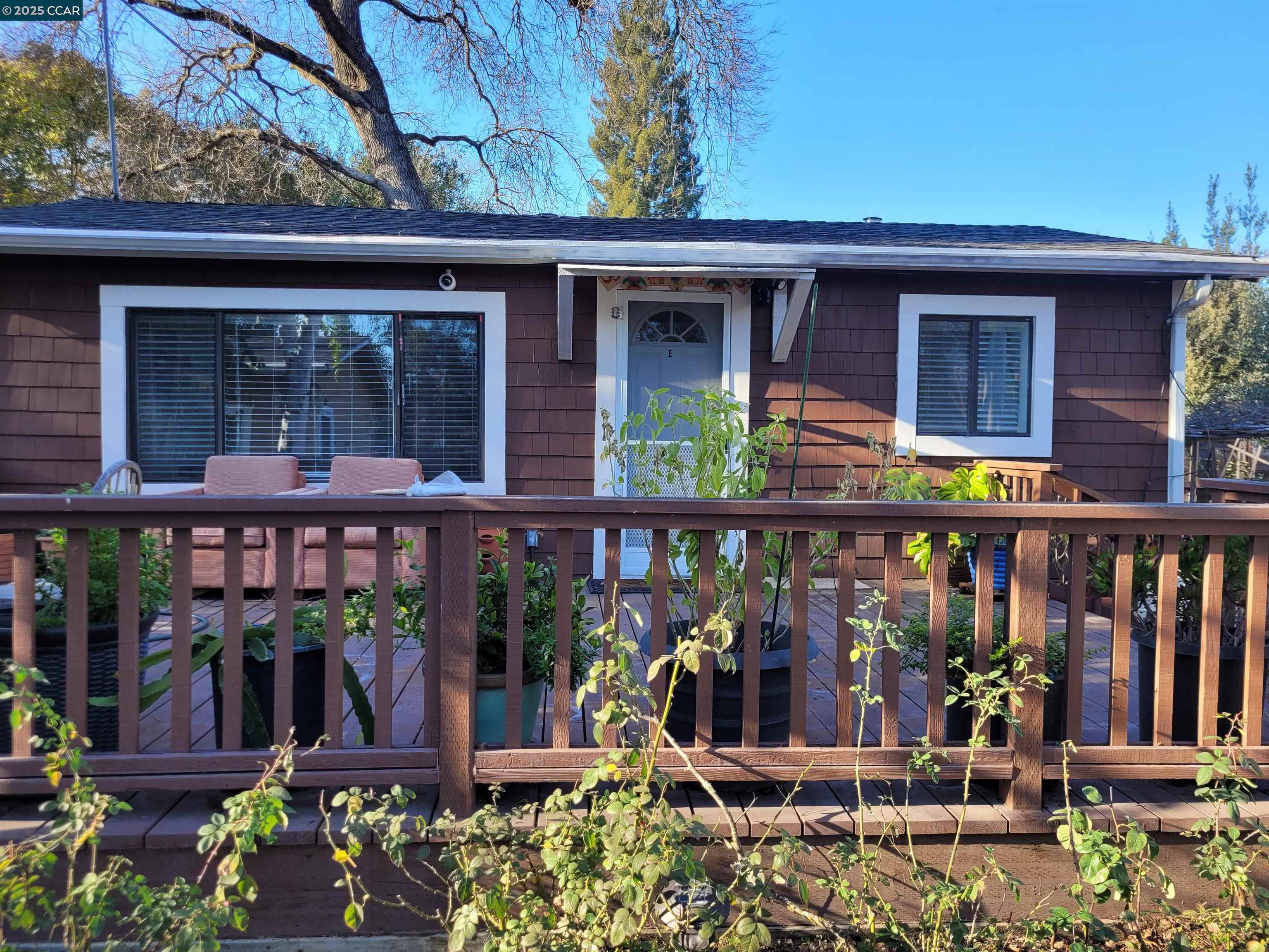 a view of a cafe with sitting area