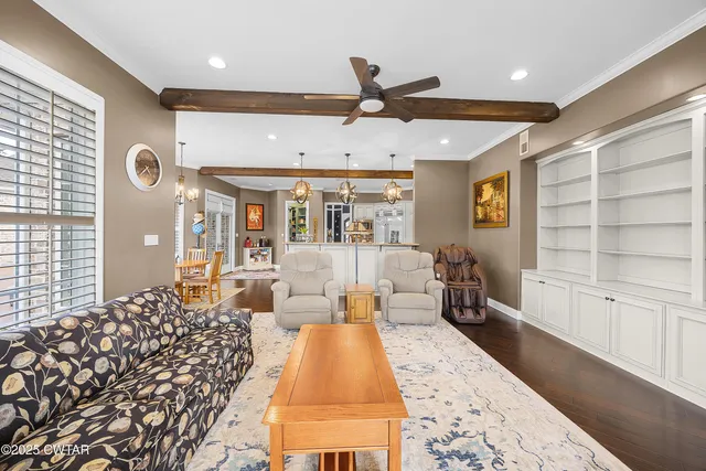 a view of kitchen center island and stainless steel appliances