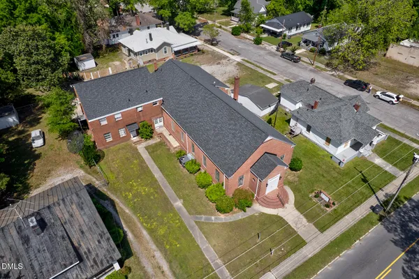 an aerial view of a house