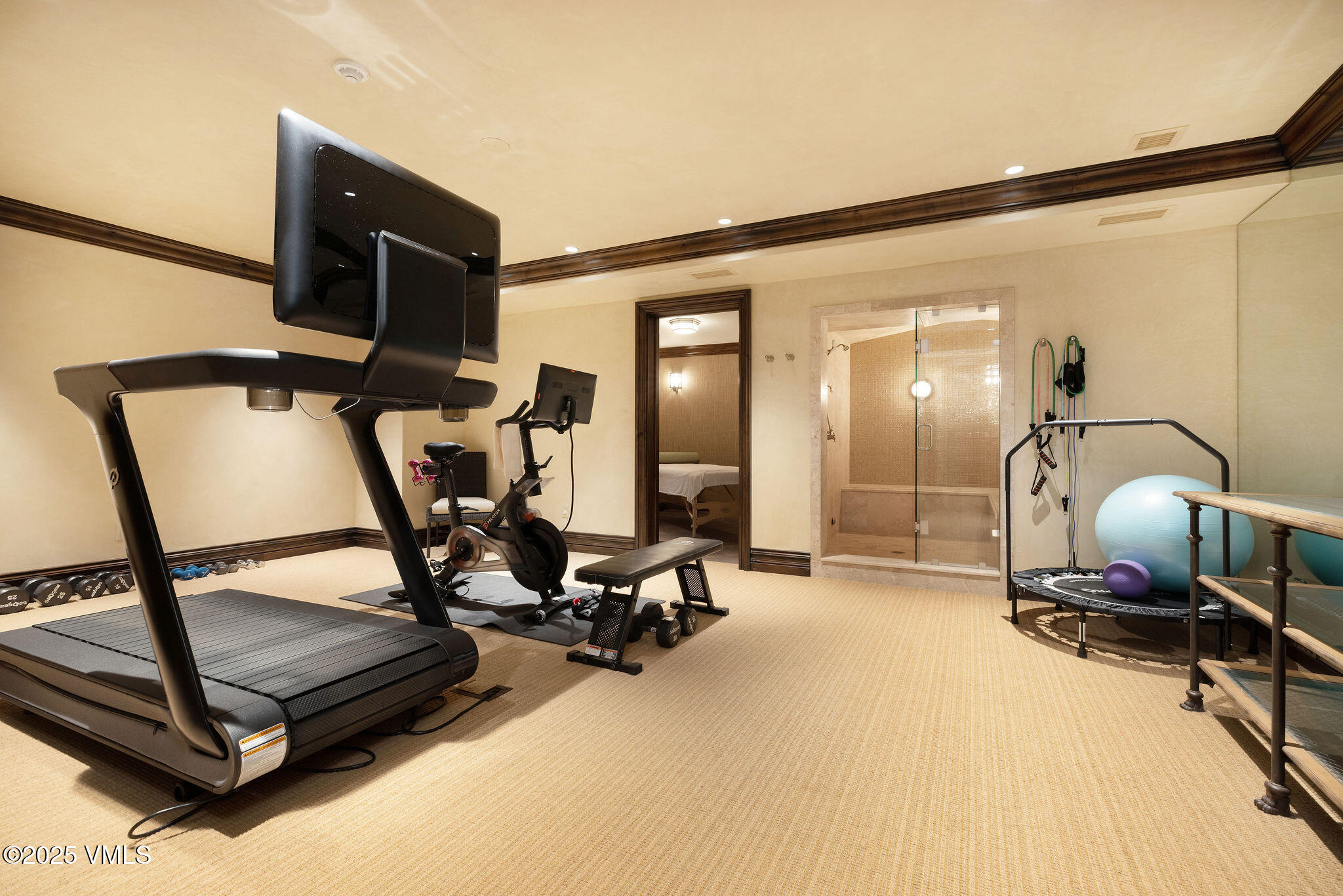 463 Borders Road Beaver Creek, CO 81620 - Photo 37 of 43 a room with gym equipment and view of living room