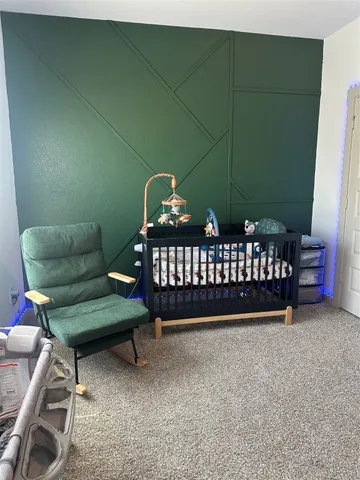 a room with a mirror and a table