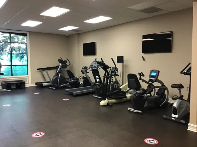 a view of a room with gym equipment