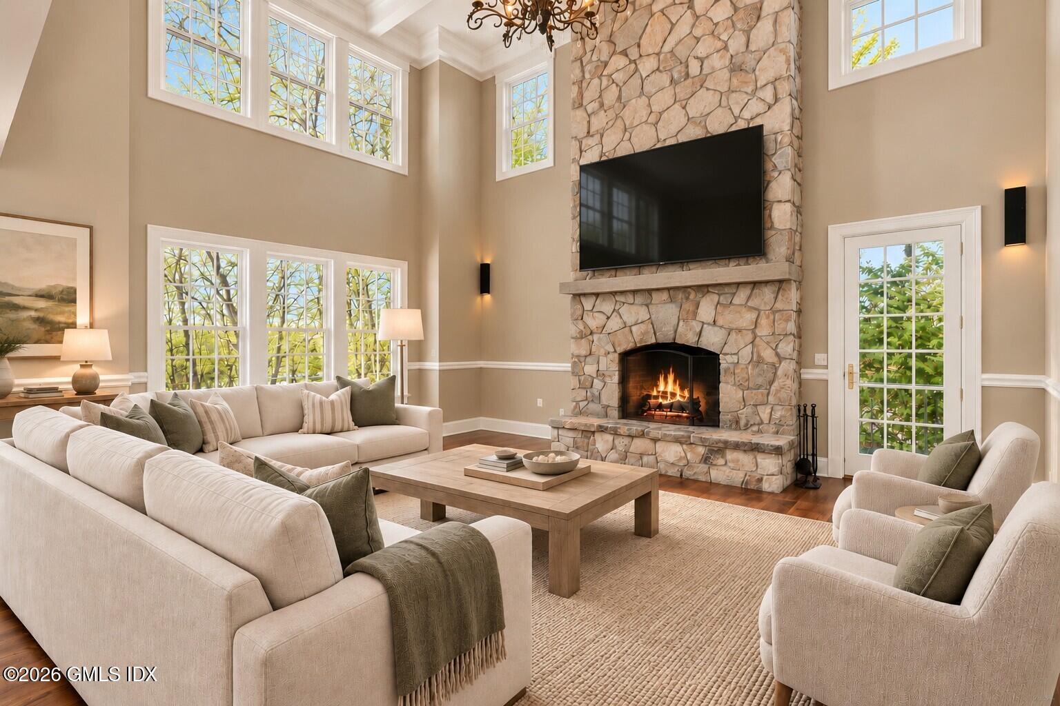 386 Westover Road Stamford, CT 06902 - Photo 9 of 23 Family Room w Double Height Ceilings