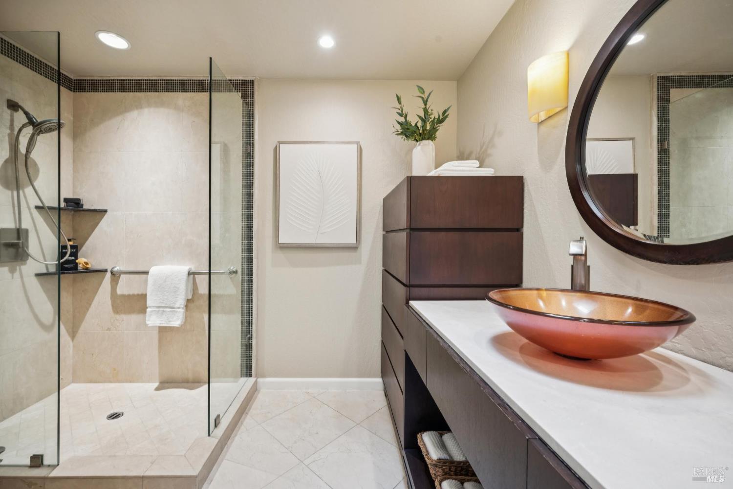 20 Porto Bello Drive San Rafael, CA 94901 - Photo 25 of 54 a bathroom with a sink and a mirror