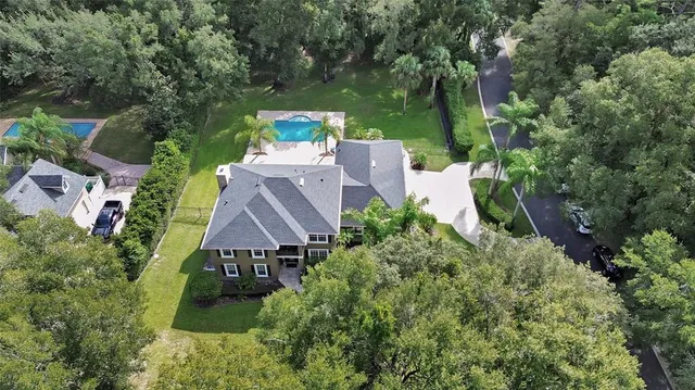 an aerial view of a house