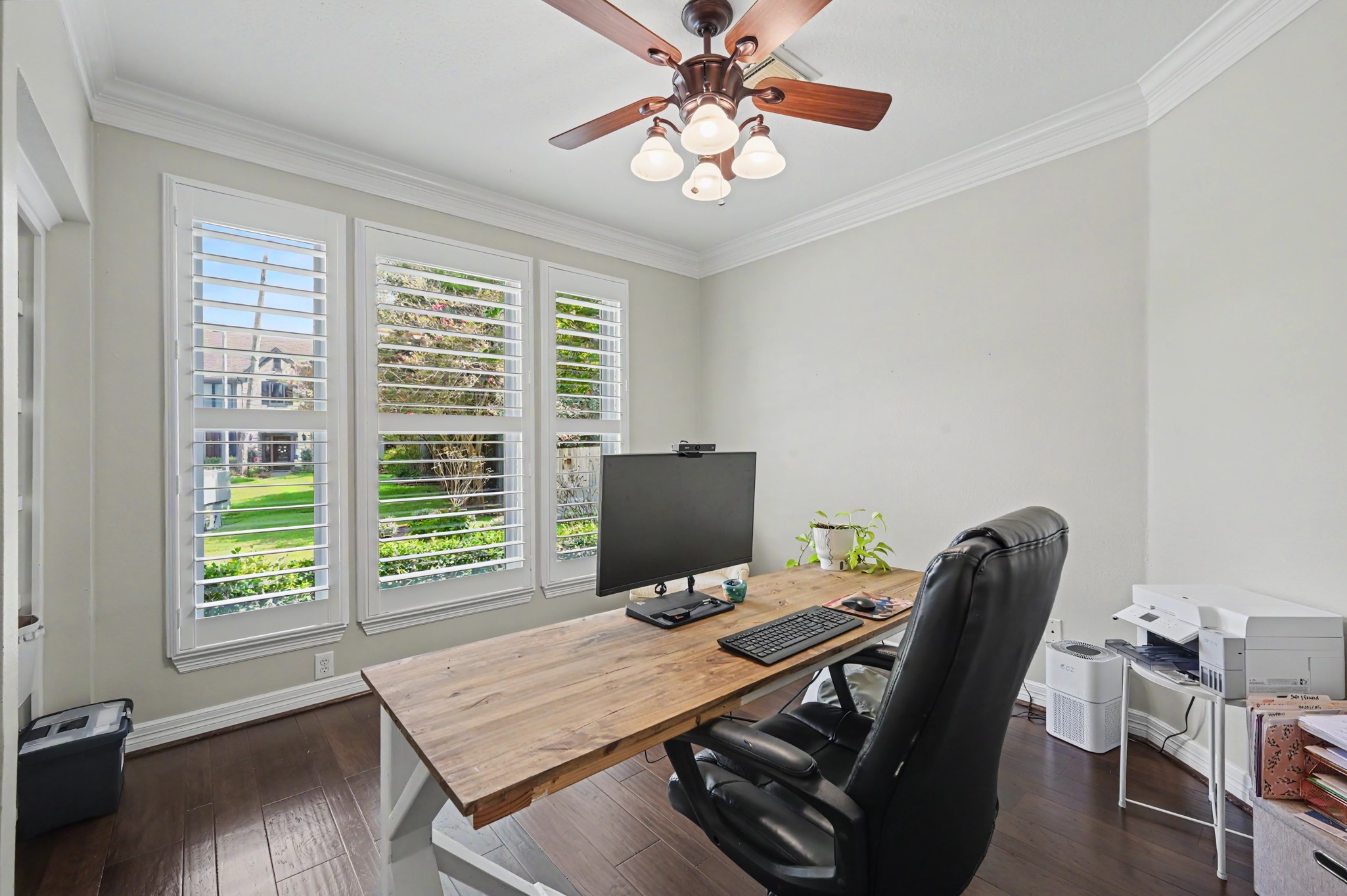 14938 Codys Run Cypress, TX 77429 - Photo 8 of 50 The home office has engineered wood floors and upgraded plantation shutters across the front of the house. All of the windows have been replaced making this home much more energy efficient.