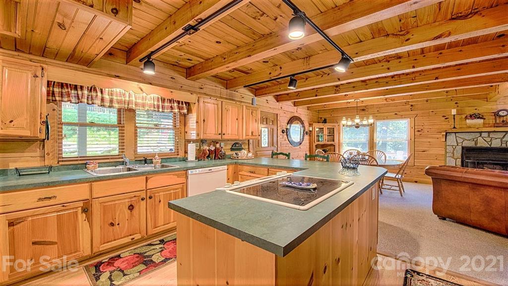 49 Sunrise Ridge Maggie Valley, NC 28751 - Photo 8 of 24 a kitchen with stainless steel appliances granite countertop a sink a stove and a wooden cabinets