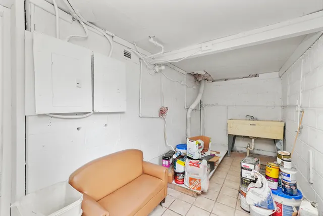 a storage room with furniture