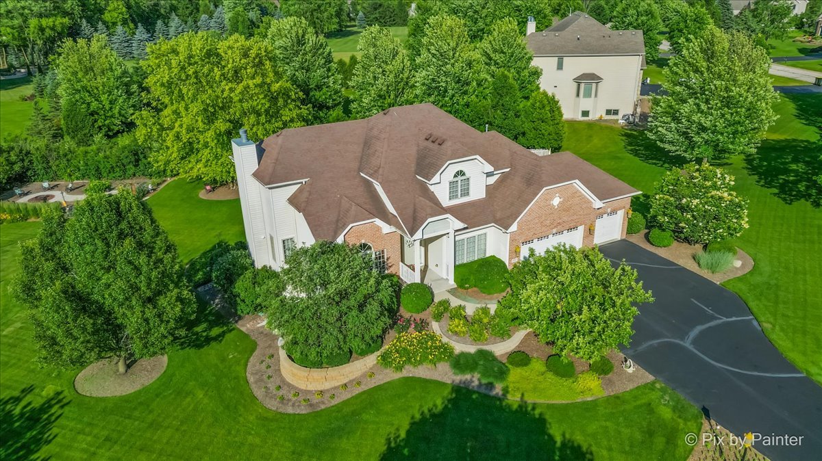 an aerial view of a house