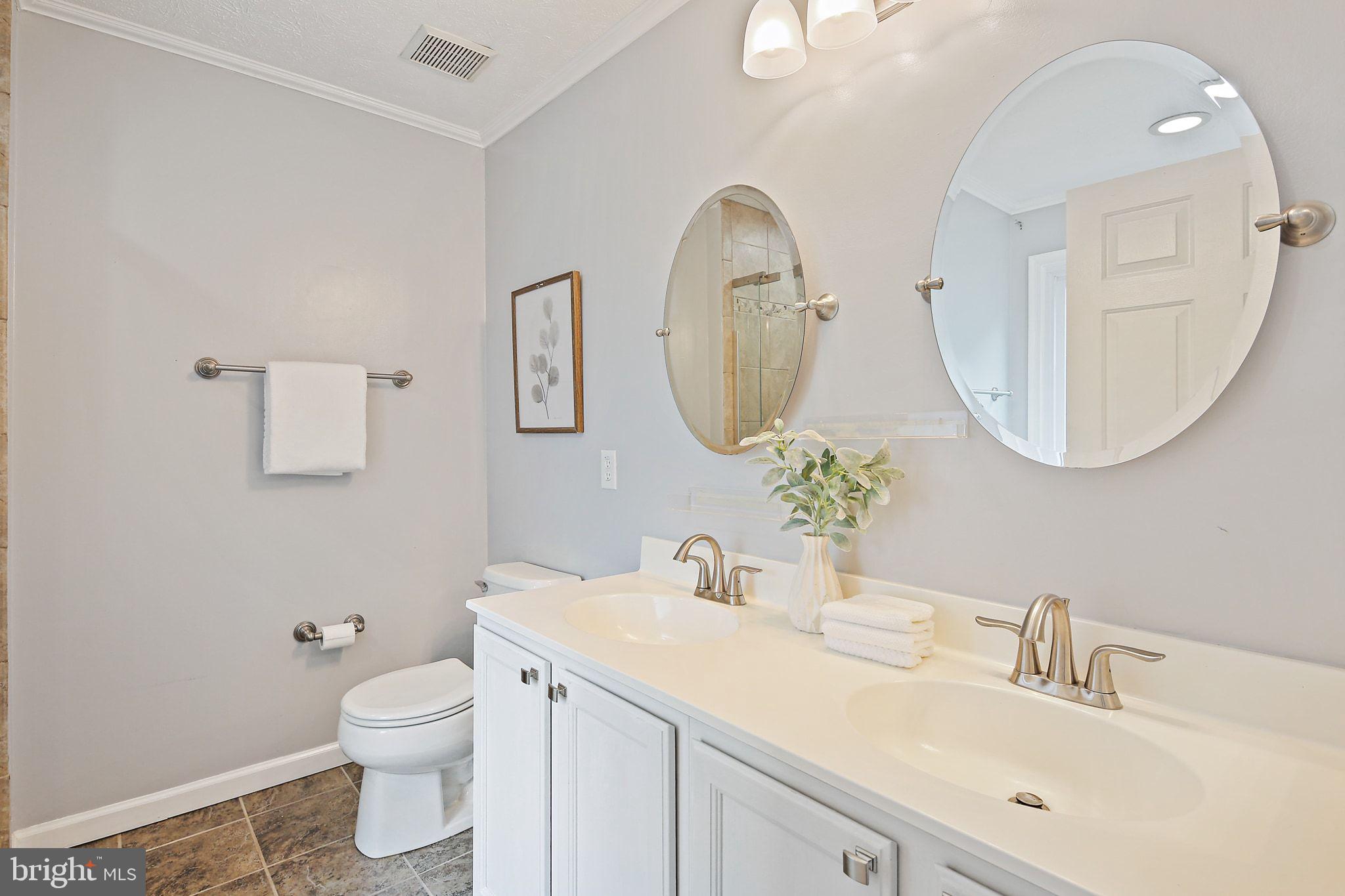 322 Timberbrook Court Odenton, MD 21113 - Photo 17 of 31 a bathroom with a toilet a sink a mirror and vanity