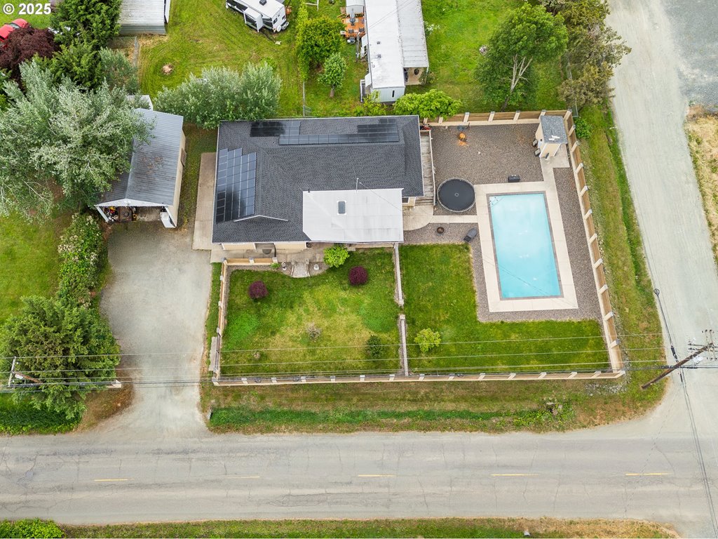 an aerial view of a house