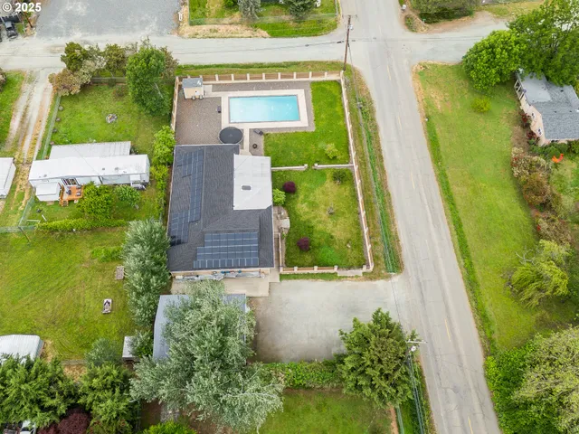 a view of a city with mountains in the background